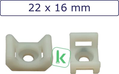 PRO-TIE® - Schroefzadels/Bevestigingsvoeten 22 x 16 mm Wit naturel (Zak 100 stuks)