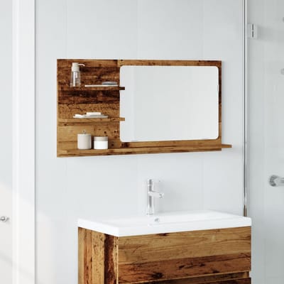 vidaXL - Badkamerspiegelkast - 90x11x45 - cm - bewerkt - hout - oud - houtkleurig