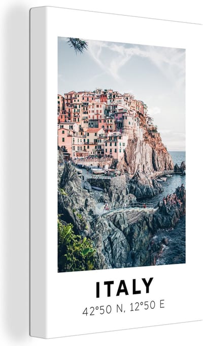 Canvas Schilderij Cinque Terre - Amalfi - Italië - Zomer - 20x30 cm - Wanddecoratie