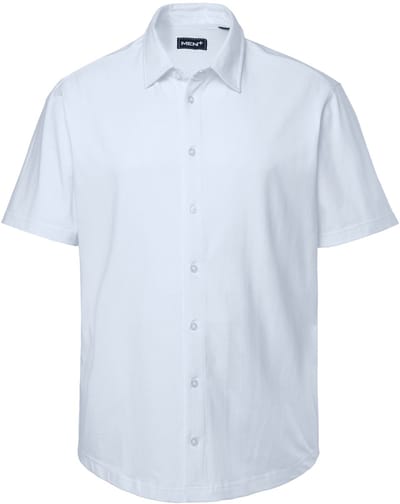 Men Plus - Heren - Jersey businessoverhemd FLEXLASTIC® korte mouw kentkraag - Ijsblauw - Maat 3XL
