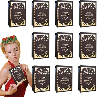 Kerstkaarten Set - Wenskaarten Vakantie - Feestelijke Groeten - Gouden Folie Accent - 10 Stuks - Goud