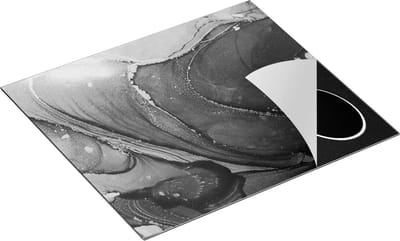 Chefcare Inductie Beschermer Abstracte Luxe Kunst - Zwart Wit - 60x50 cm - Afdekplaat Inductie - Kookplaat Beschermer - Inductie Mat