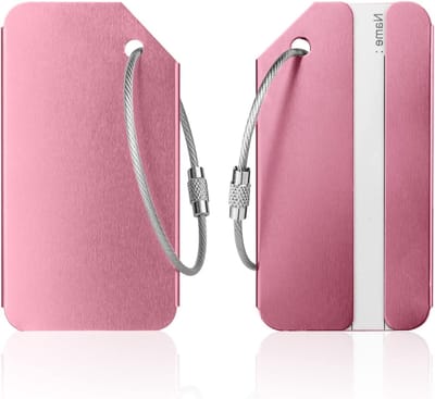 Aluminium Bagagetags Set van 2 Stuks, ID Tags voor Koffers en Handbagage, Reisaccessoires voor Gepersonaliseerde Identificatie - Roze