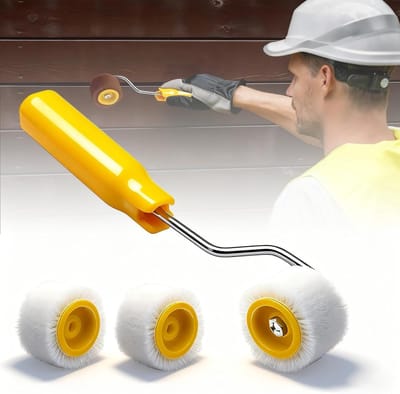longziming - Mini Verfroller Set - Handvat Met 3 Rollerborstels - Verfgereedschap - 2cm Schilderroller Van Wol En Microvezel - Voor Verfwerk, Decoratie En Klusprojecten - Geel