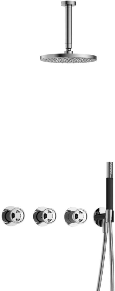 Hotbath Cobber - CW7067 - Inbouw Regendoucheset - Chroom - 2 Stopkranen - Thermostatisch - Plafondbuis 15 cm - Hoofddouche 200 mm - Ronde Handdouche - Waterbesparend