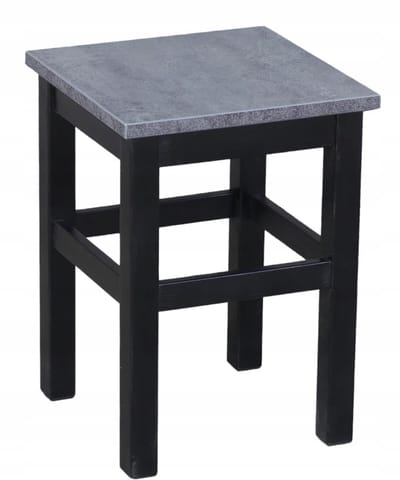 Zwarte Keukentabouret met Betonkleurige Zitting - 45cm Hoog