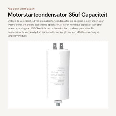 Dailygoods - Motorstartcondensator - 35uf Capaciteit - Eenvoudig te installeren - 450V Spanning - Dunne folie - Geschikt voor wasmachine en elektrisch...