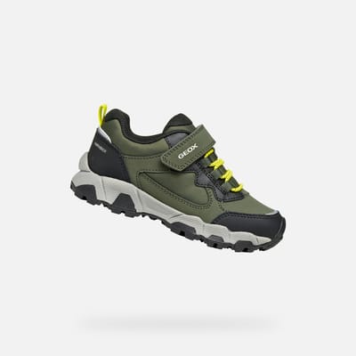 GEOX MAGNETAR ABX TIENERS Sneakers - MILITAIR GROEN/KALK - Maat 29