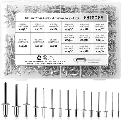 Klinknagels Kit - Popnagels Assortiment - Metaal Verbindingen - 600 Delen - 15 Maten - Zilver