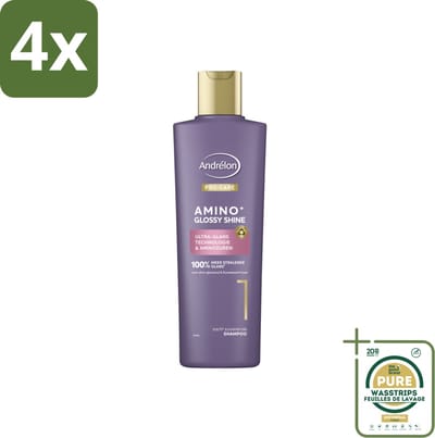 Andrélon – Shampoo – Pro Care Amino+ Glossy Shine – 250 ml - Voordeelverpakking - 4 stuks - Stralend haar - Gezond haar