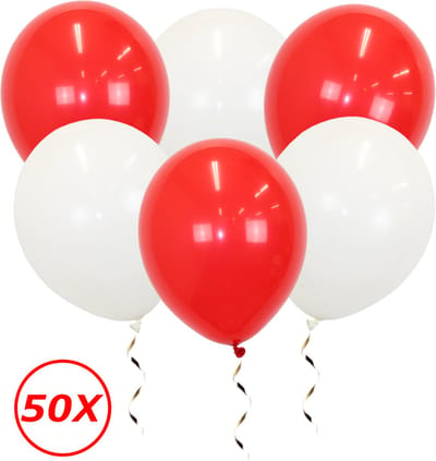 Valentijn Versiering Witte Rode Helium Ballonnen Decoratie Valentijn Verassing Verjaardag Feest Versiering – 50 Stuks