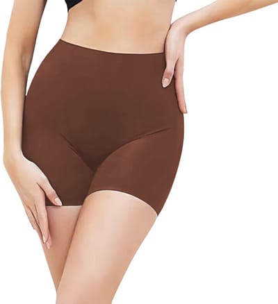 Dames boxershort naadloos - Maat S - Bruin - Licht corrigerend - broekje voor onder jurk - korte legging - Shapewear dames - Corrigerend ondergoed - corrigerende shorts -onzichtbaar ondergoed - Naadloos ondergoed - Dames boxer