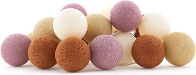Cotton Ball Lights - LED lichtslinger voor binnen - Handgemaakt en Fairtrade - 20 lampjes - Rusty
