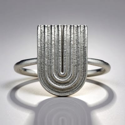 Cavill - 925 Sterling Zilver Damesring - Minimalistische Schildvorm met Fijne Groeven - Modern & Elegant - Maat 18/19