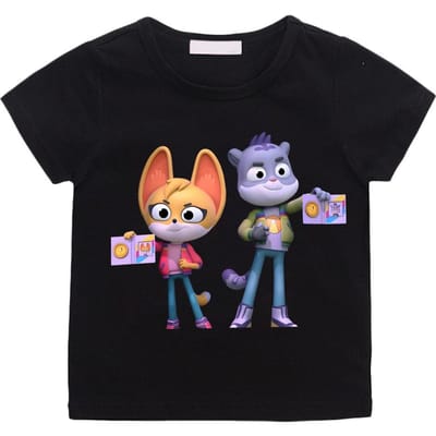 Biologische Case Stijl Cartoon Bedrukt T-shirt, Ronde Hals, Schattige Cartoon Jongens/meisjes 120 gray