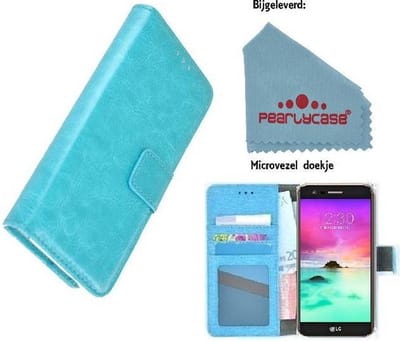 Pearlycase® Wallet Bookcase Turquoise Portemonnee Hoesje Geschikt voor LG K10 2018