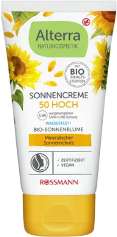 Alterra Naturkosmetik Zonnecrème SPF 50 - Factor 50 Zonnebrand | 1x 75 ml - Watervast - met Biologische Oliën - Minerale Zonbescherming