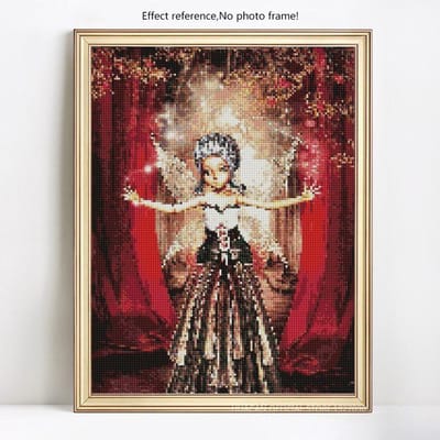 Broderie Diamant Fille Peinture Diamant Avec Pierres Rondes Fée Diamant 20X30 black