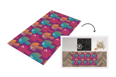 Keukenloper - Loper keuken - Mushroom - Patronen - Regenboog - 120x60 cm - Keukenloper vinyl