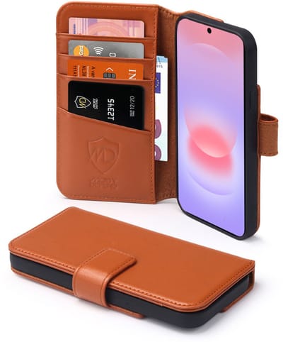 MobyDefend Hoesje - Geschikt voor Samsung Galaxy A37 - Luxe Leren Wallet Bookcase - Bruin