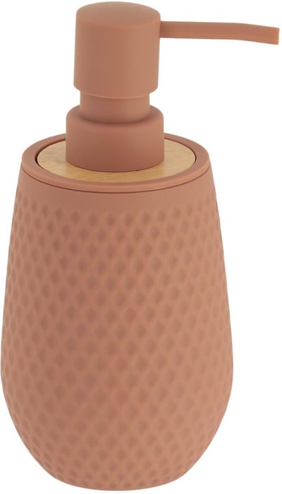 Tendance zeeppomp honeycomb - bruin - 280 ml - D8 x H17 cm - rubber/bamboe - zeep dispenser