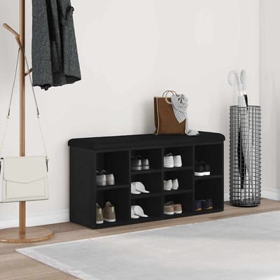 vidaXL - Schoenenbank - Zwart - Eiken - 102 - x - 32 - x - 50 - cm - Bewerkt - hout