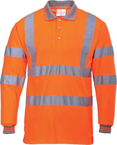 Portwest Hi-Vis Lange Mouw Poloshirt S277 - Oranje - L