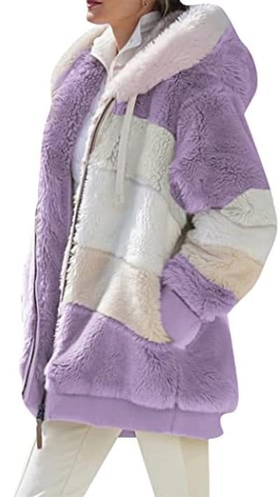 Dames Teddy Hoodie Casual Fluffy Pullover met Rits en Zakken - Warme Effen Kleur Sweatshirt