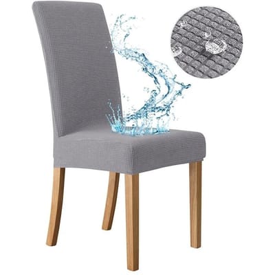 Grote Maat Stoelhoezen Hoge Rug Grote Keuken Bureau Stoelhoes Verstelbare Zitting Spandex Hoes voor Banket Thuis 1 piece gray