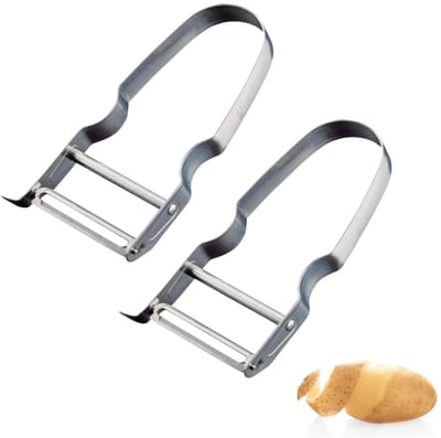 longziming -Dunschiller Set - Groenteschiller & Fruitschiller - Keukentool - Ergonomisch Handvat - Scherpe Draaibare Messen - RVS - Duurzaam & Efficiënt Schillen - 2 Stuks