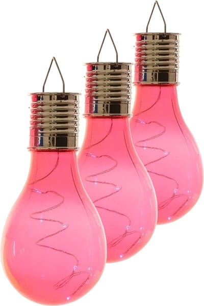 Lumineo Lampbolletje - 6x stuks - LED - rood - solar verlichting - 14 cm - tuinverlichting
