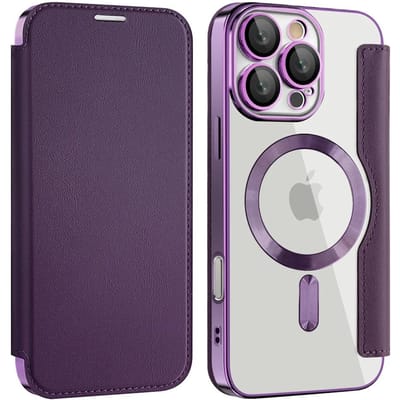 Luxe Transparante Flip Lederen Portemonnee Magnetische Telefoonhoes Voor iPhone 15 16 Pro Max 14 13 12 11 Kaartsleuf Portemonnee Voor Magsafe Hoes0 For iPhone 12
