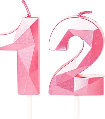 Roze Cijferkaars (12) voor Verjaardagstaart - Taartdecoratie voor Feestjes en Jubilea