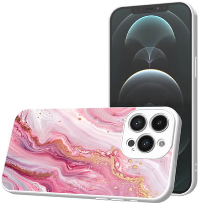 Smartphonica Telefoonhoesje Geschikt voor iPhone 12 Pro Max met Roze Marmer opdruk - TPU Back Cover Case Rosé Marble Design - Wit geschikt voor iPhone 12 Pro Max