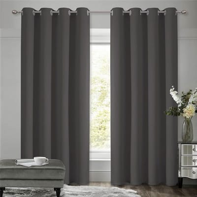 Unyqoos ® Donkergrijze Thermische Verduisteringsgordijnen voor Optimale Isolatie en Geluidsreductie, Set van 2, 175x140 cm