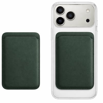 VOWLUX Compatible MagSafe Wallet Donkergroen – Pasjeshouder Portemonnee – Geschikt voor iPhone 12/13/14/15/16/17 (Mini/Pro/Max/Plus/Air) – PU Leer Luxe – Extra Sterk 24 Magneten – Max 3 Kaarten – Geschikt voor MagSafe Hoesjes