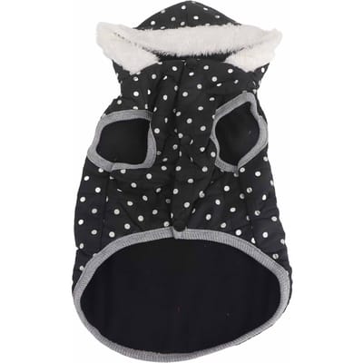 Huisdier Winter Vest Stijlvol Polka Dot Gewatteerd Verdikt Hond Koud Weer Jas met Capuchon voor Klein Medium S(for 2-4kg) black