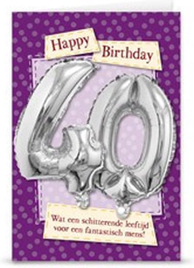 Miko Kaart - Leeftijdballon 40 jaar - Zilveren folieballon van 30 cm