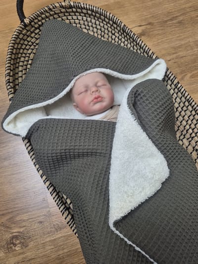 Wikkeldeken - Omslagdoek - Badcape - Army Green / Badstof - 70x70cm / Baby Creaties
