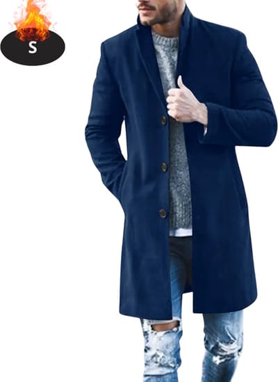 Livano Mantel Heren - Tussenmantel - Jas - Mantelpakje - Trenchcoat - Overjas - Overcoat - Winter - Marineblauw - S