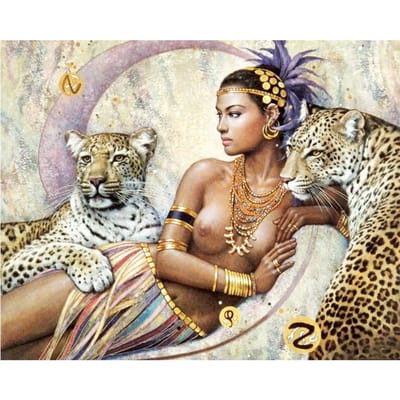 Diamant broderie femme nue et tigres point de croix bricolage diamant peinture diamant décor à la maison 20X30CM beige