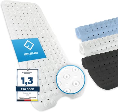 QUOVO® Badmat antislip voor in bad - Douchemat antislip voor douche - Badmat antislip - Wit - 100cm x 40cm x 3 cm