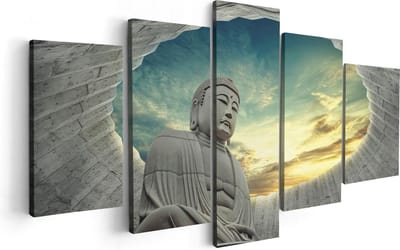 Artaza Canvas Schilderij Vijfluik Boeddha Beeld In Het Park - 100x50 - Foto Op Canvas - Canvas Print
