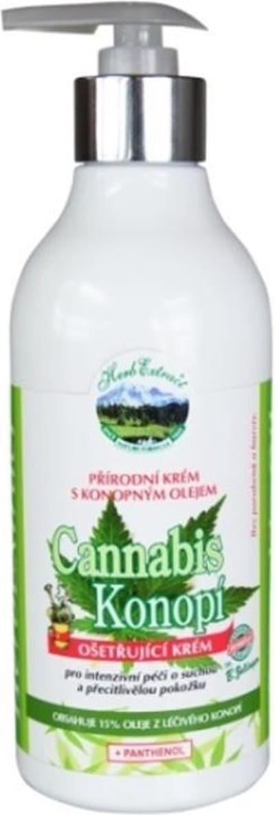 Herb Extract® Verzorgende crème met Cannabis olie - 400 ml -  voor de droge - overgevoelige tot pijnlijke huid van gezicht en lichaam. Hydrateert optimaal en verzacht - helpt bij zenuwpijn