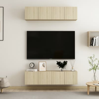 vidaXL - Tv-meubelen - 4 - st - 60x30x30 - cm - bewerkt - hout - sonoma - eikenkleurig