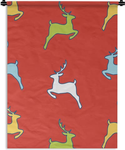 Wandkleed - Wanddoek - Patroon - Hert - Rood - 90x120 cm - Wandtapijt
