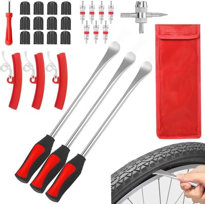 bandenhendelgereedschap 28 stuks - handmatige demontage - met 3 velgbeschermers - ideaal voor fietsen en motoren - SnelShoppen