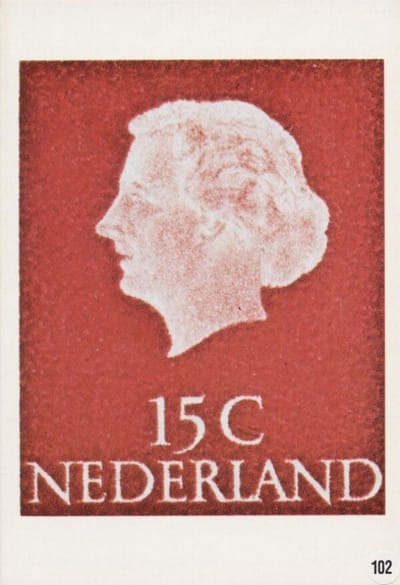 Briefkaart met afbeelding koningin Juliana postzegel