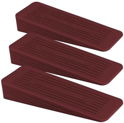 Set van 3 duurzame antislip deurstoppers voor alle vloeren - Bruin rubber
