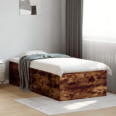 vidaXL - Bedframe - bewerkt - hout - gerookt - eikenkleurig - 100x200 - cm